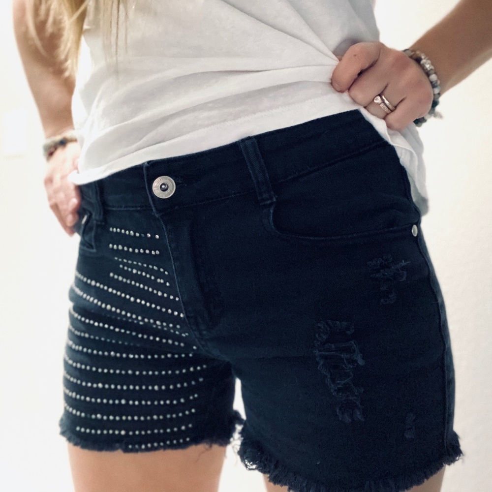 Black cut off jean shorts